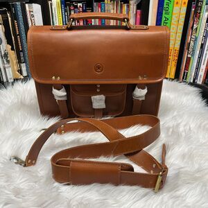 AARON LEATHER GOODS BRIEFCASE BROWN BAG